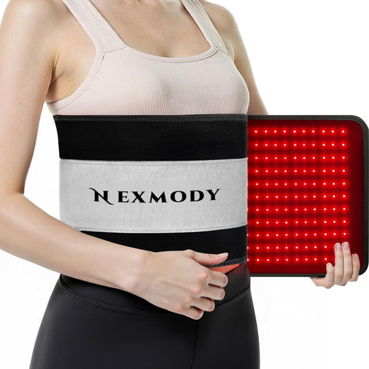 IWETQFF red light therapy pad over back and shoulders for comforting warmth