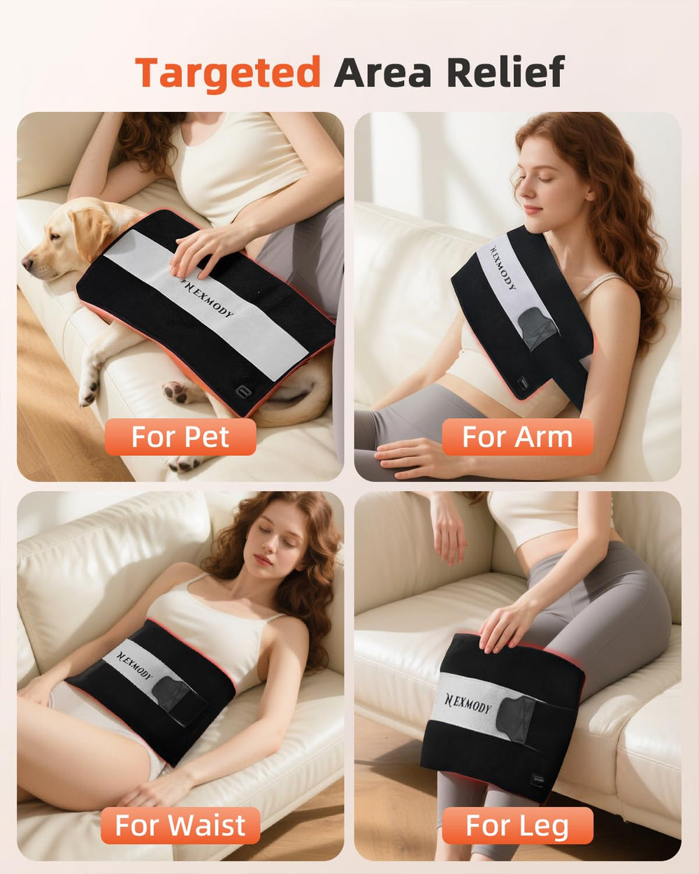 IWETQFF therapy pad on legs and feet for comfort and ease