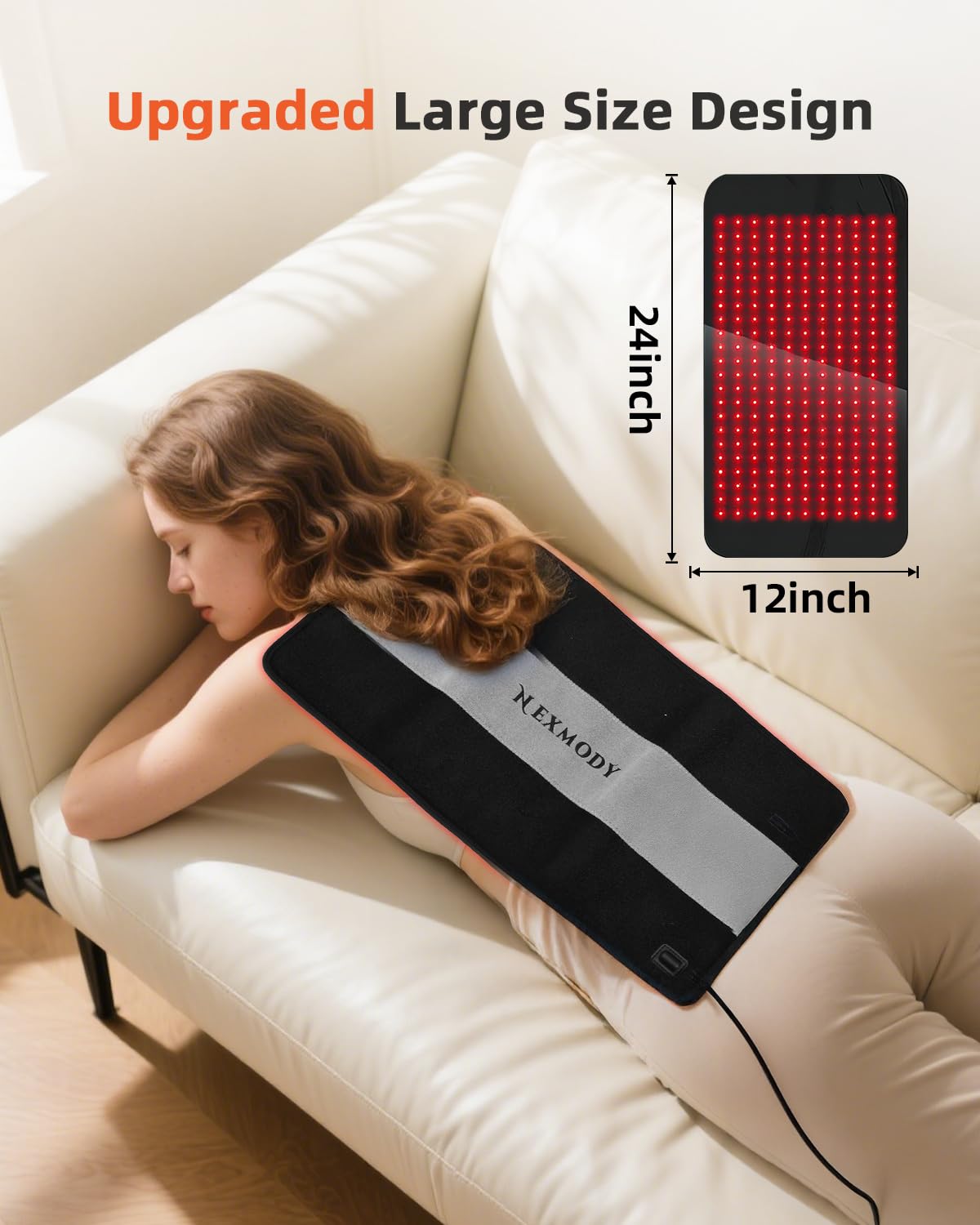 IWETQFF red light pad on neck and shoulder area for soothing heat and ambiance