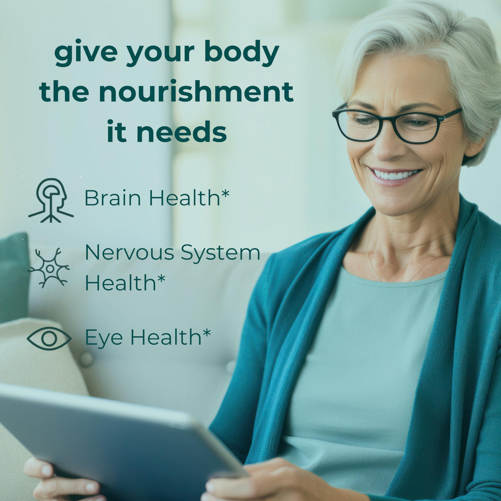 Iwi DHA Omega-3 softgels being poured for easy daily dosing.