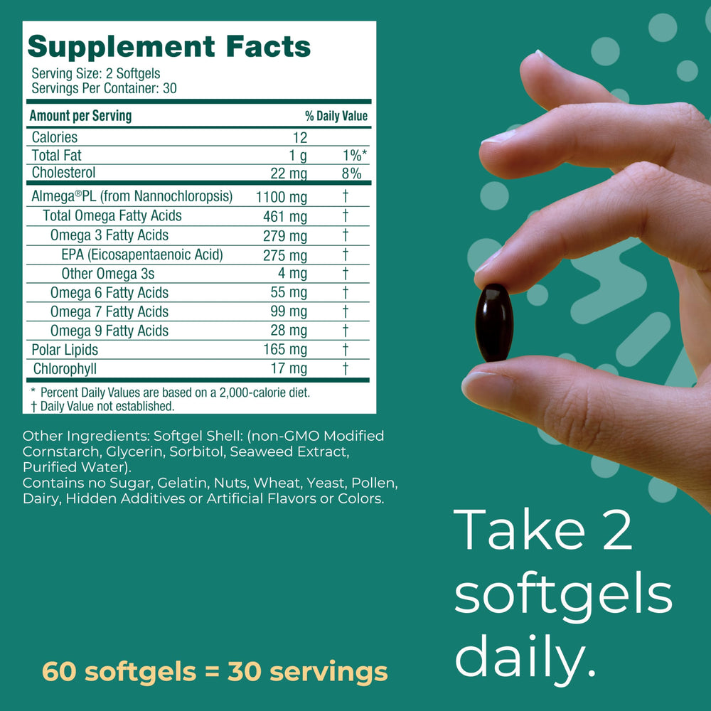 Iwi Life Heart Omega-3 sustainably sourced algae from USA farms.