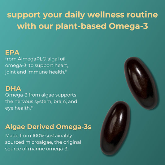 Iwi Omega-3 Mini Softgels nutrition panel back with daily serving and clean ingredients.