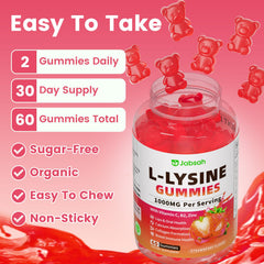 Vegan, non GMO Jabsah Lysine gummies with strawberry flavor and quality