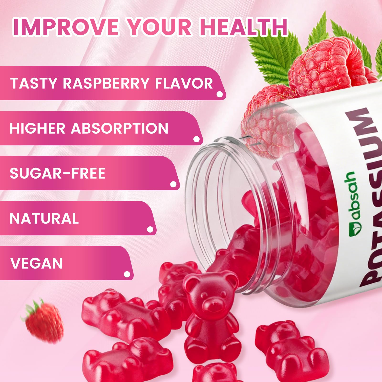 Jabsah potassium citrate gummies on a tray, ready for daily routine.