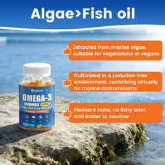 Jabsah omega-3 gummies being poured for a convenient daily dose