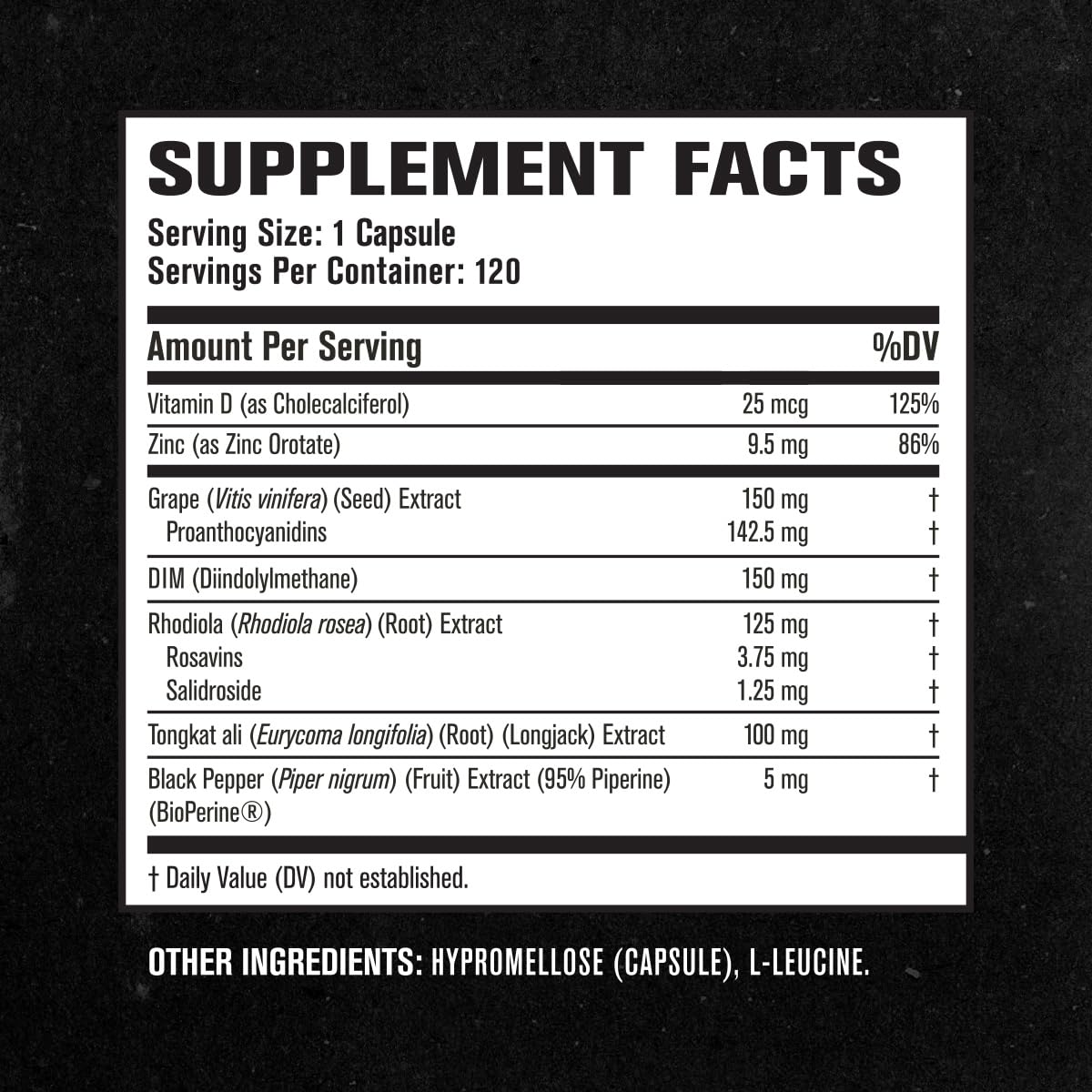 Transparent label emphasizing cGMP USA manufacturing and purity.
