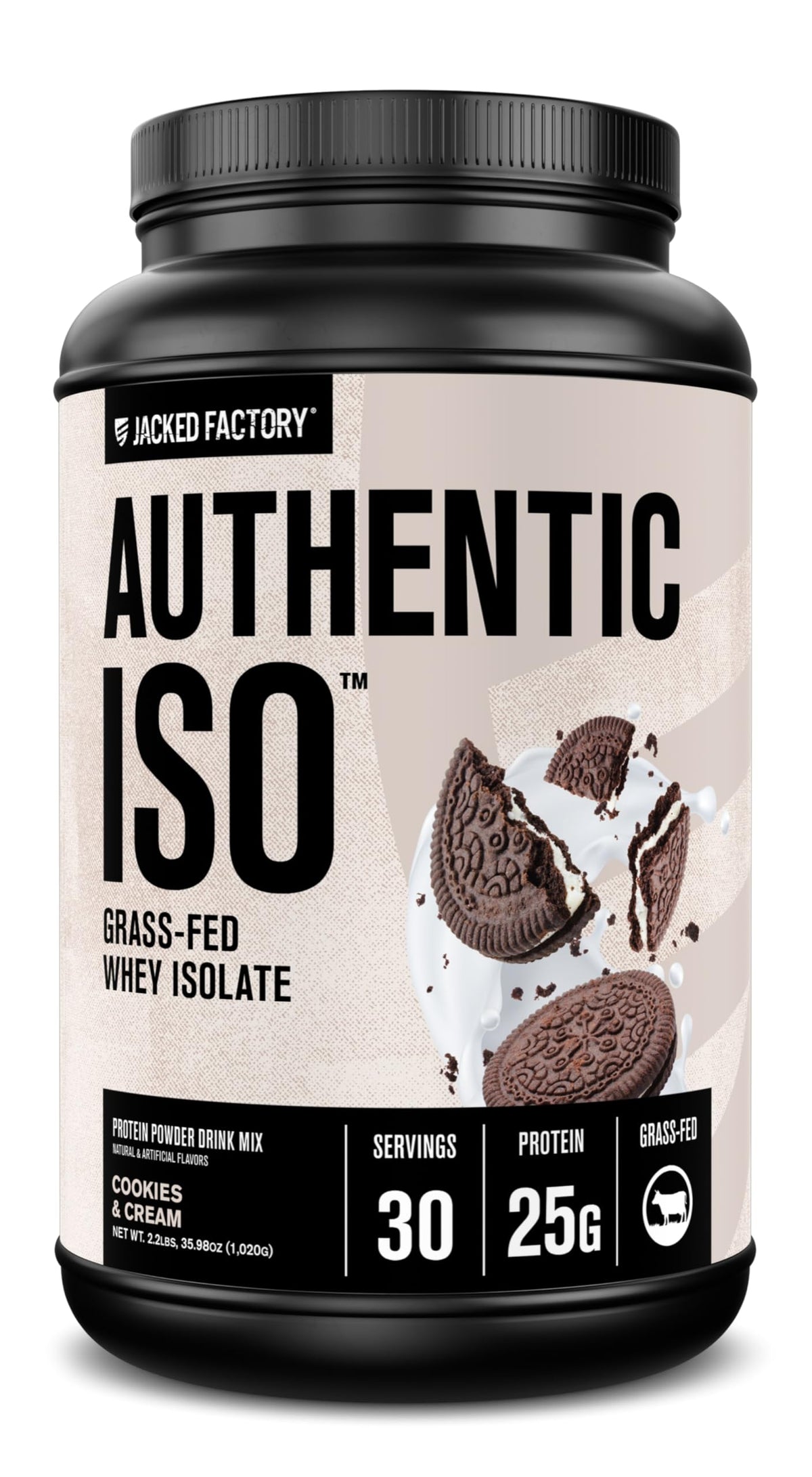 Jacked Factory Authentic ISO whey protein jar showcasing premium recovery option