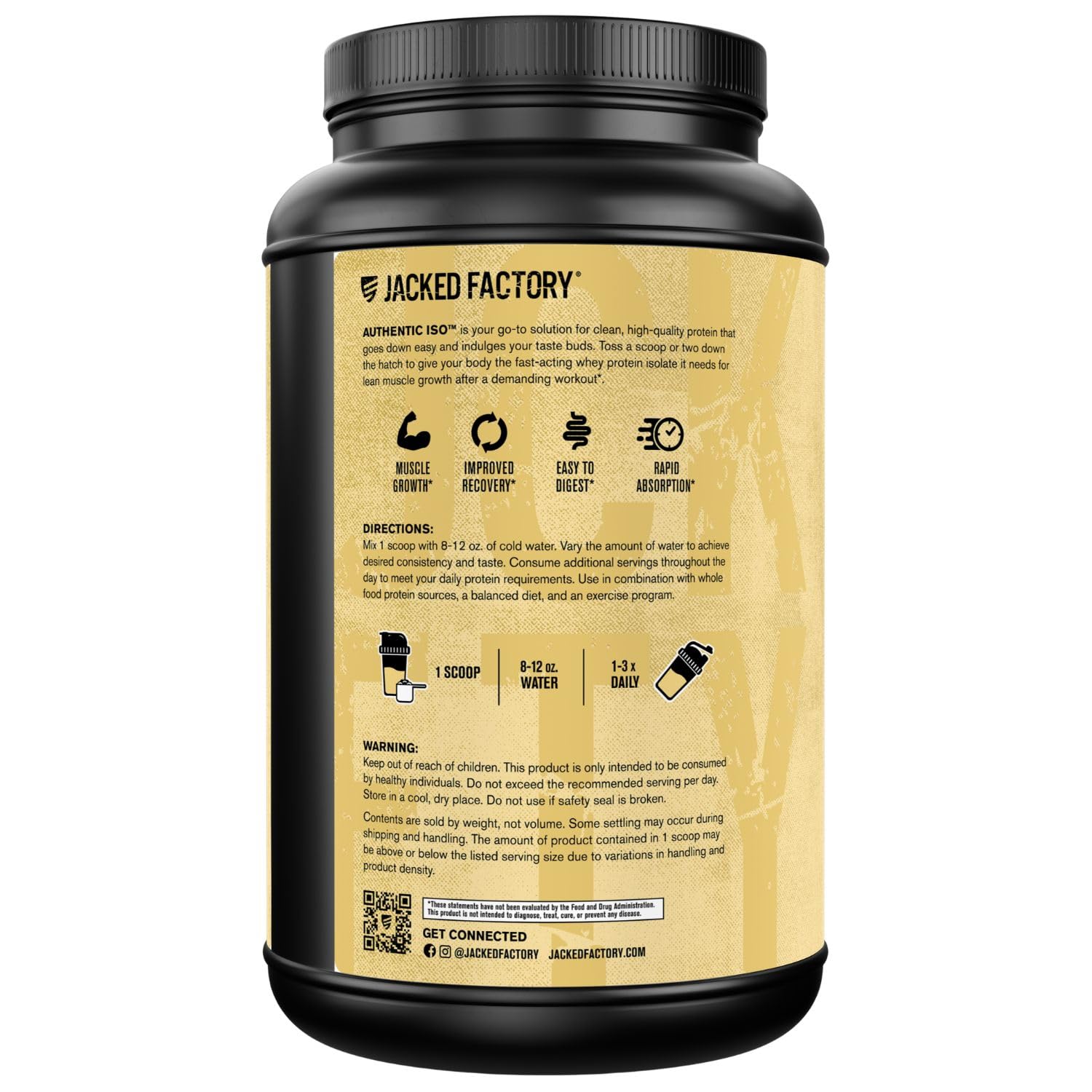 Sealed container of ISO Whey signals product purity and freshness