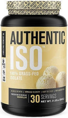 Vanilla label on ISO Whey bottle signals clean, low-sugar protein option