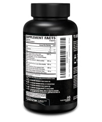 Jacked Factory Build-XT Max bottle on kitchen counter near plan
