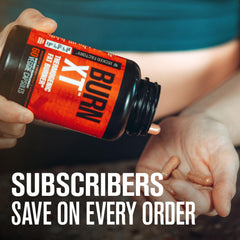 Gym setting shows Burn-XT energy boost during training.