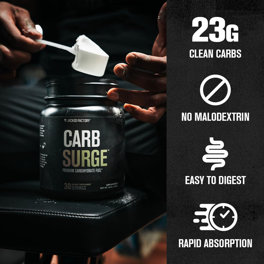 Carb Surge serving scoop highlighting precise workout fueling