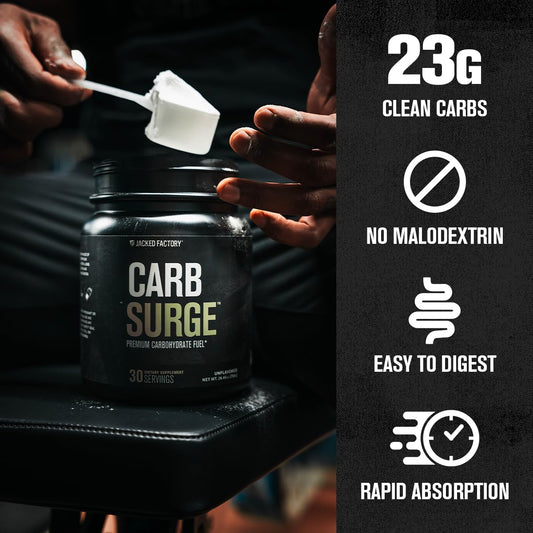 Carb Surge serving scoop highlighting precise workout fueling