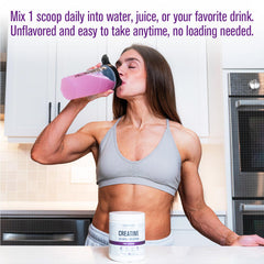 Jacked Factory Creatine for Women raspberry-lemonade bottle on kitchen counter