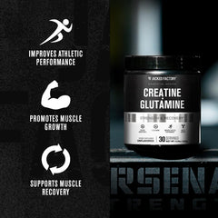 Pouring Jacked Factory Creatine Glutamine into shaker