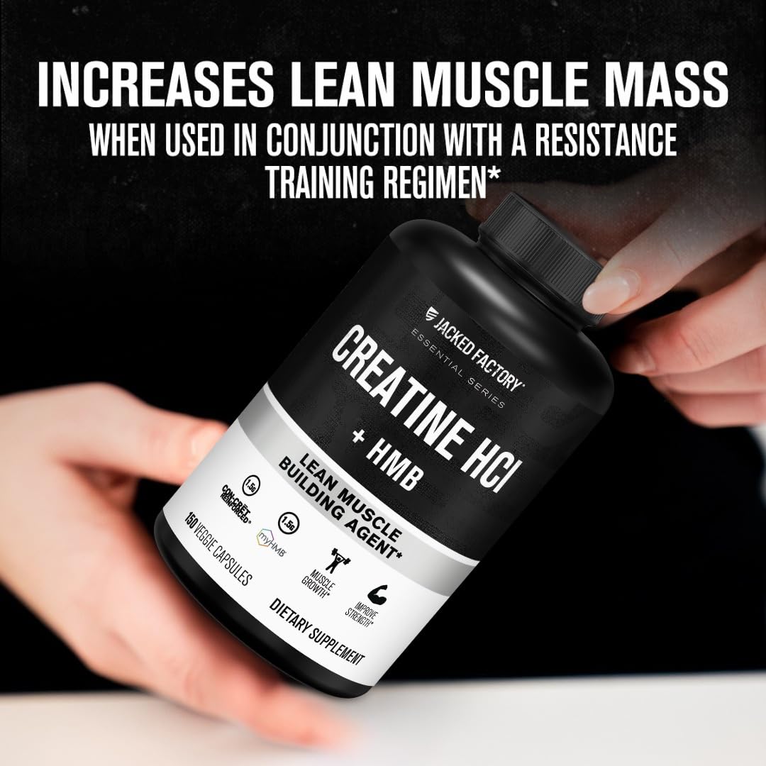 Jacked Factory creatine-hcl-hmb on shelf in gym setting