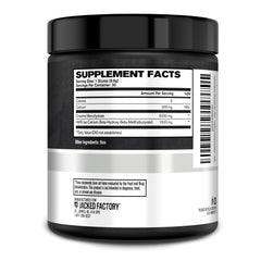 Jacked Factory Creatine HMB powder container on gym bench
