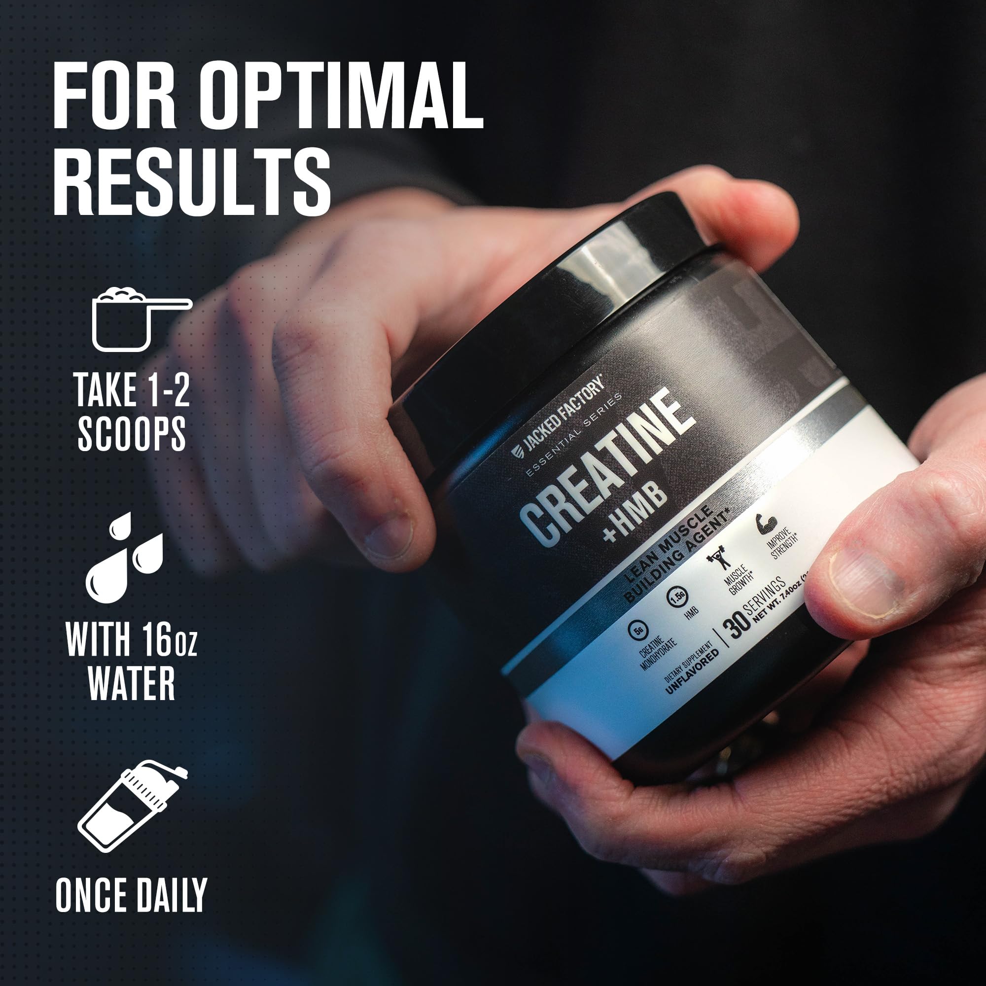Jacked Factory Creatine HMB powder label closeup showing purity