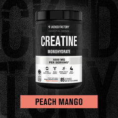 Jacked Factory Creatine Monohydrate Peach Mango flavor enhances mixing.