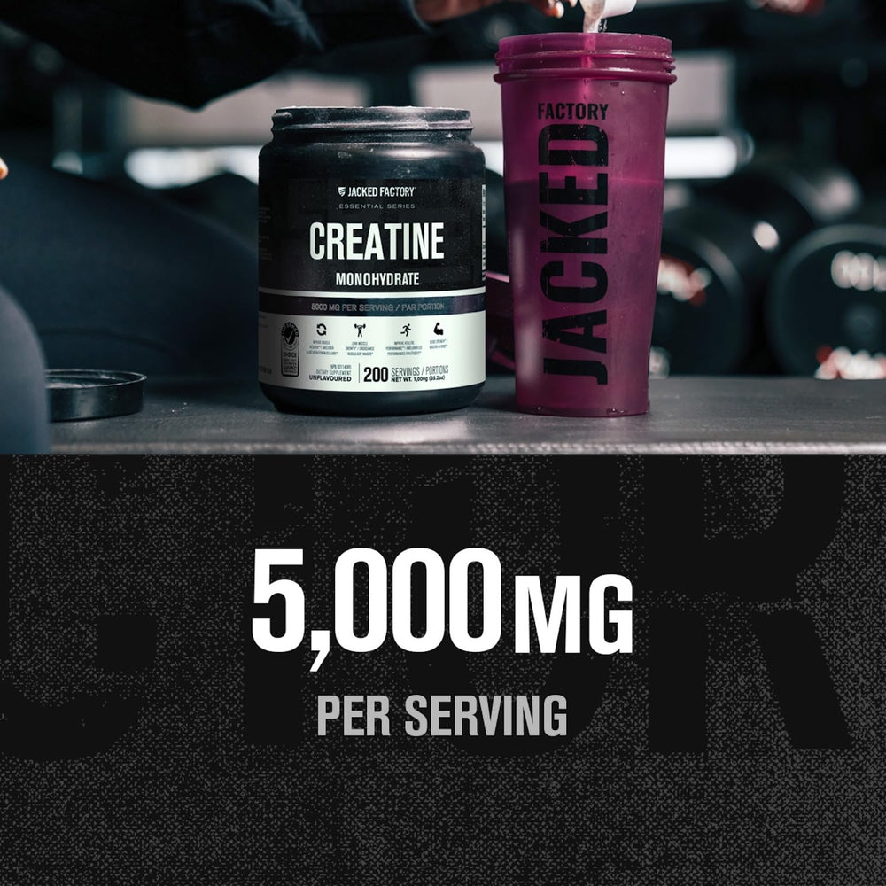 Jacked Factory Creatine Monohydrate powder mixing glass demonstrates fast solubility.