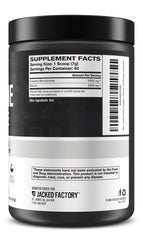 Jacked Factory Creatine + Taurine tub on shelf, convenient daily storage.