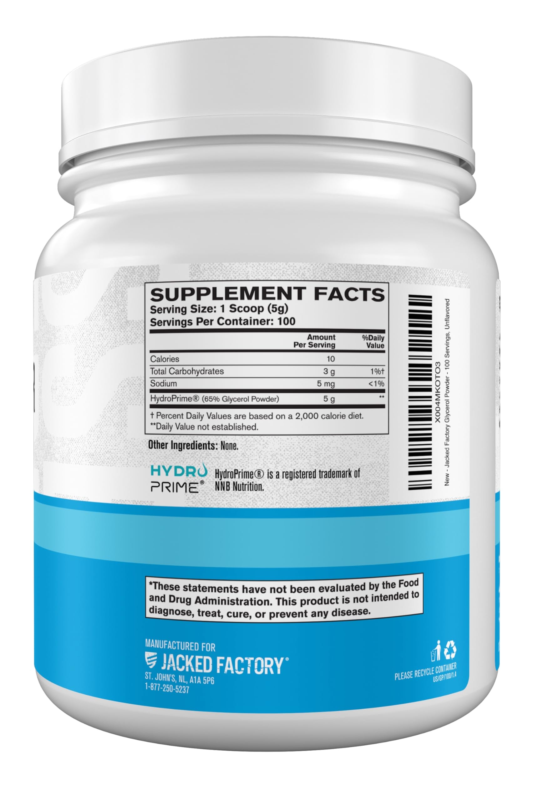 Jacked Factory Glycerol Pump Powder in a shaker hints at endurance-friendly hydration.