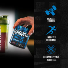 Growth Surge label closeup highlighting creatine, L-carnitine, and betaine benefits