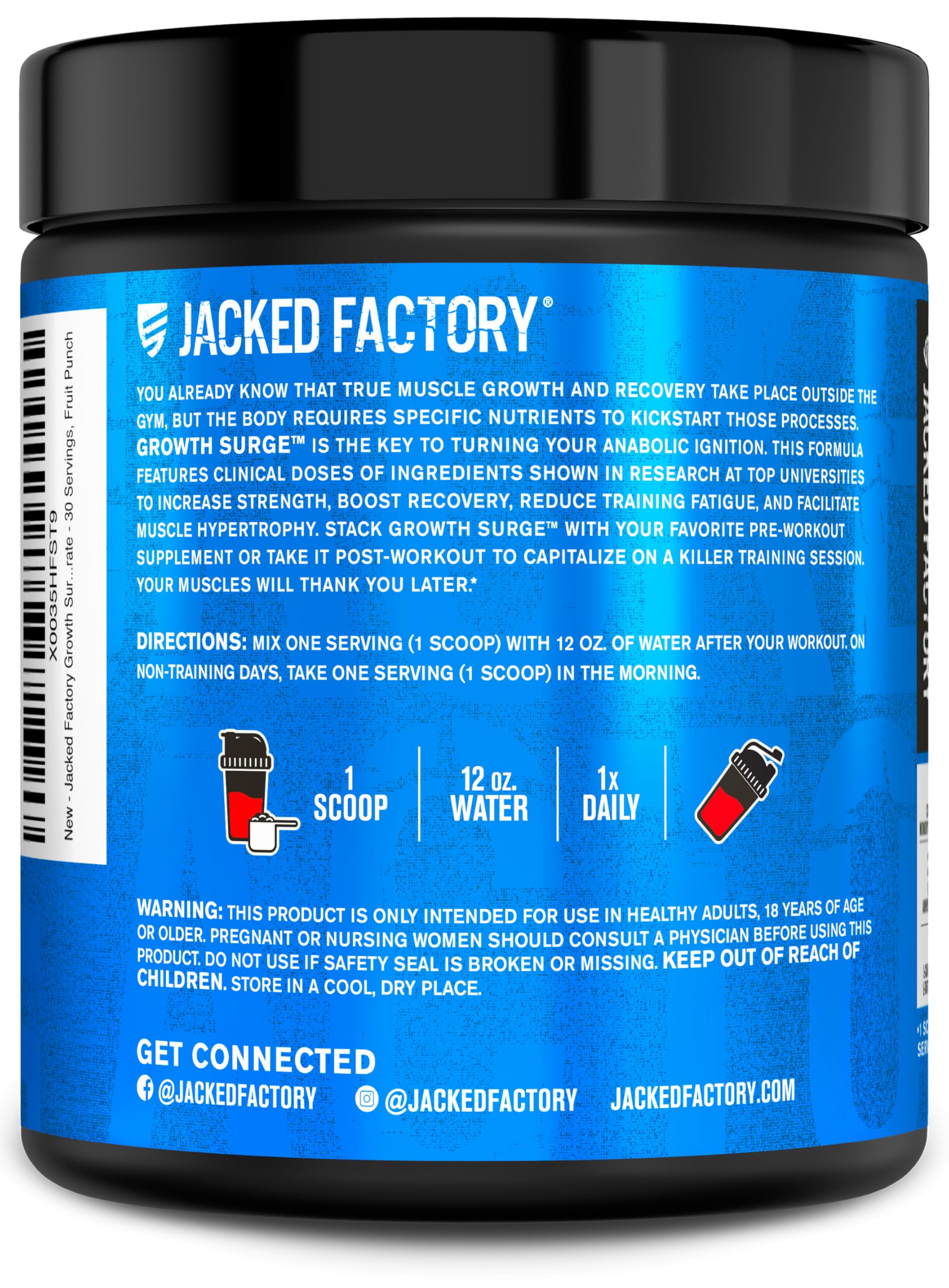 Growth Surge post-workout mixer image conveys easy shake after training