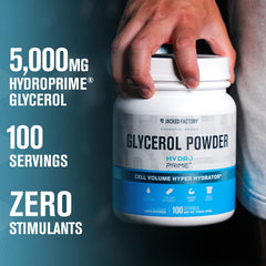 HydroPrime glycerol powder closeup signals reliable hydration support by Jacked Factory.