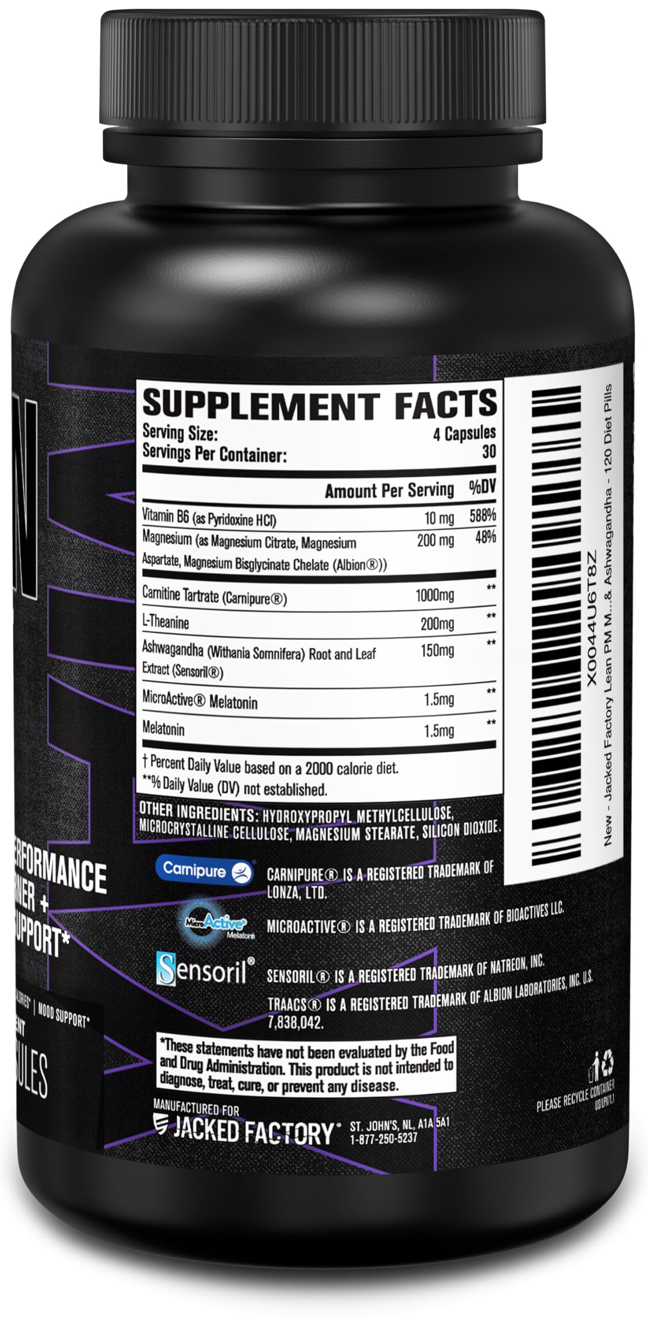 Jacked Factory Lean PM Max packaging designed for easy night-time dietary support.