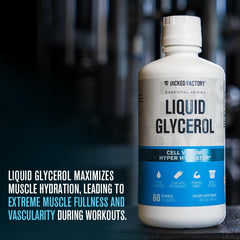 Jacked Factory Liquid Glycerol measuring scoop shows easy pre workout mixing