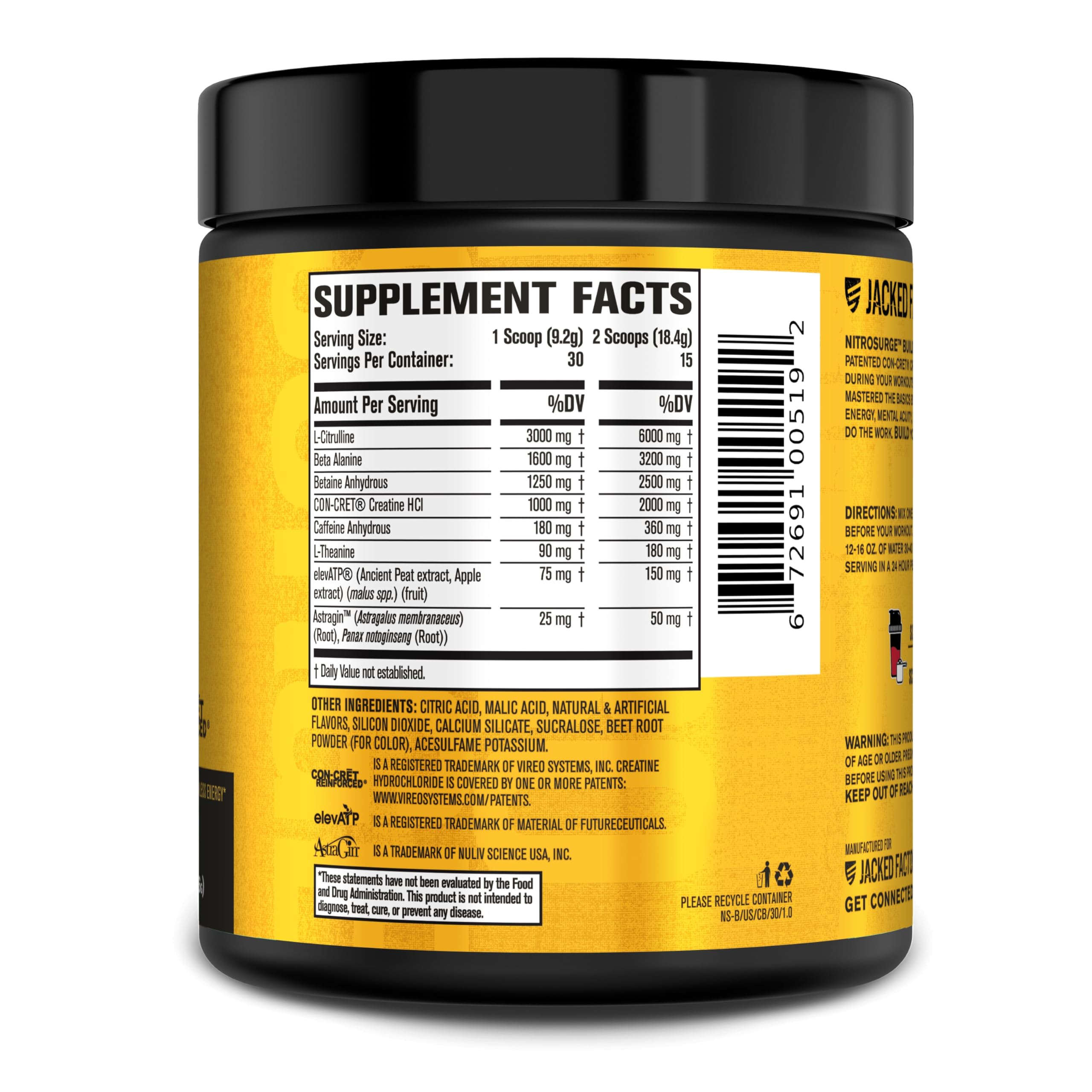 Clean formula with no harsh additives in Nitrosurge Build