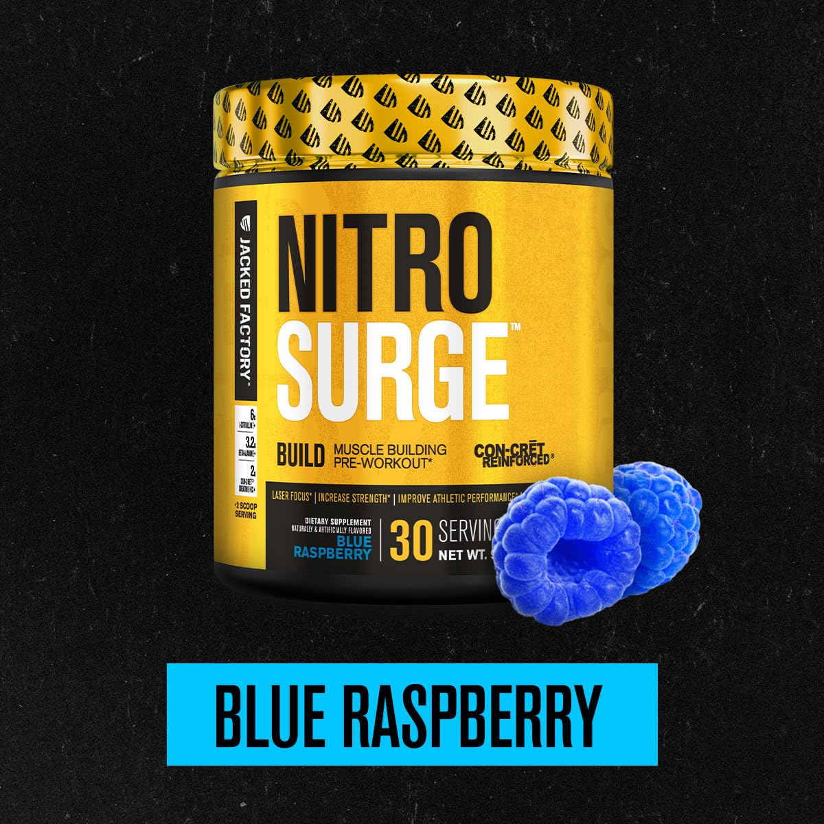 Nitrosurge Build scoop ready for precise pre-workout servings.