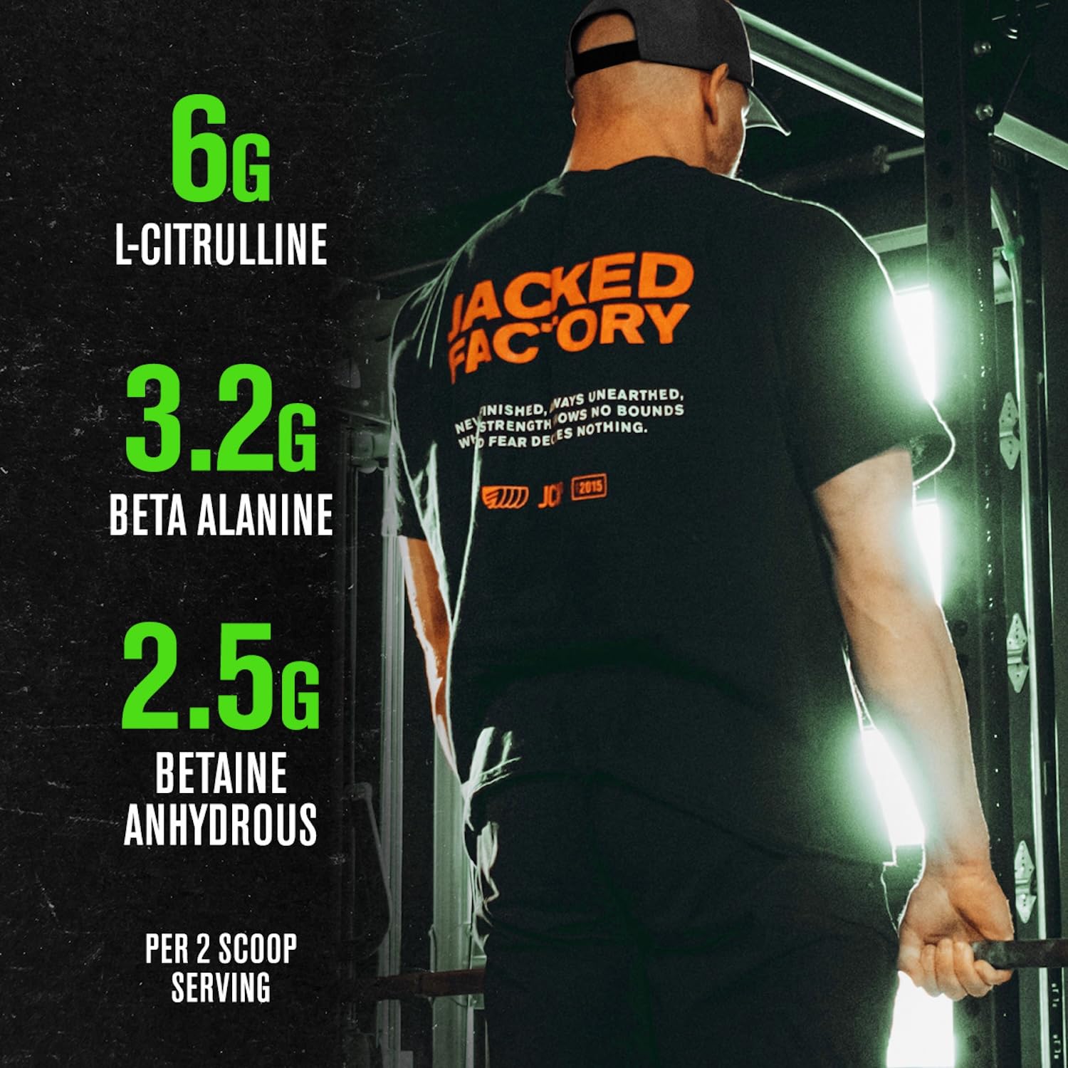 Ingredients panel of Nitrosurge highlighting L-Citrulline and caffeine for performance