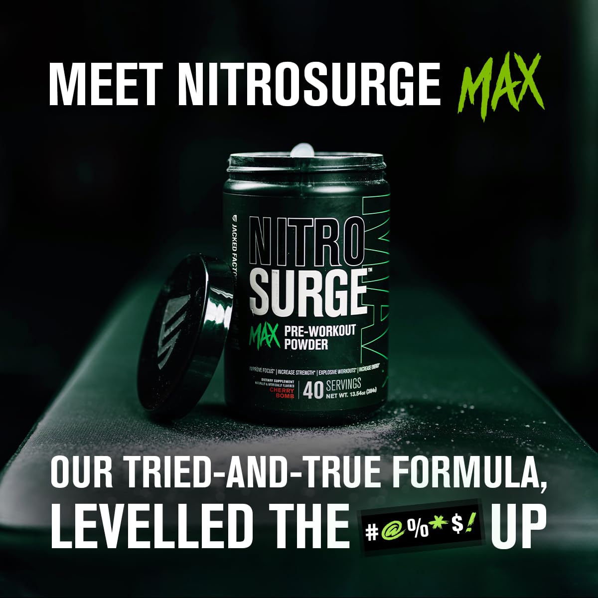Athlete using Nitrosurge Max during intense training highlights energy and focus.
