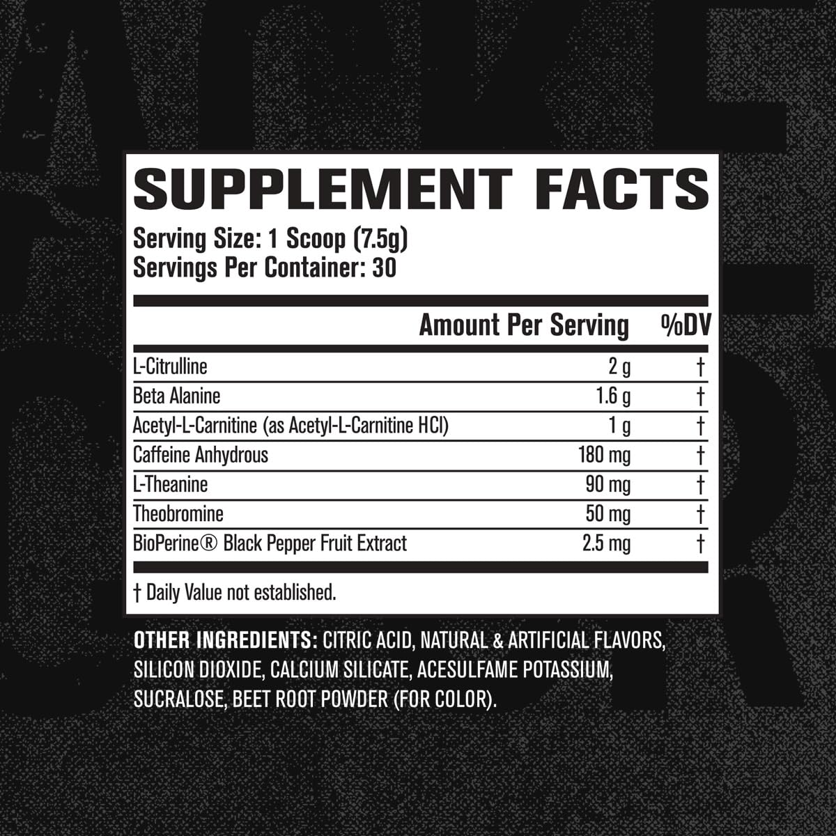No artificial dyes claim on Nitrosurge Shred label