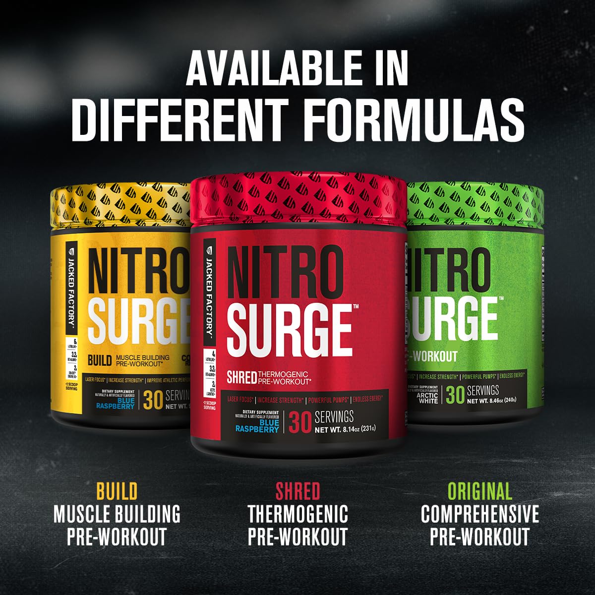 Jacked Factory Nitrosurge Shred packaging on a clean bench in gym