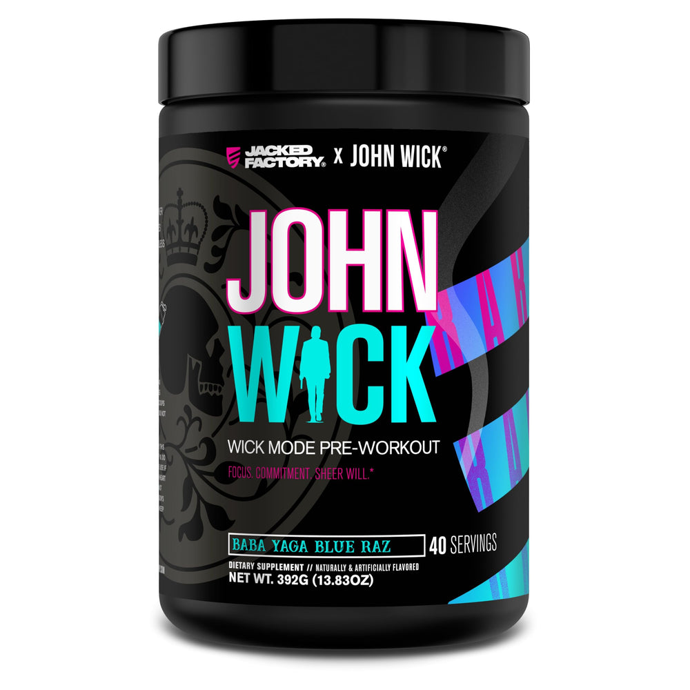Jacked Factory Wick Mode canister showcases bold energy for intense workouts.