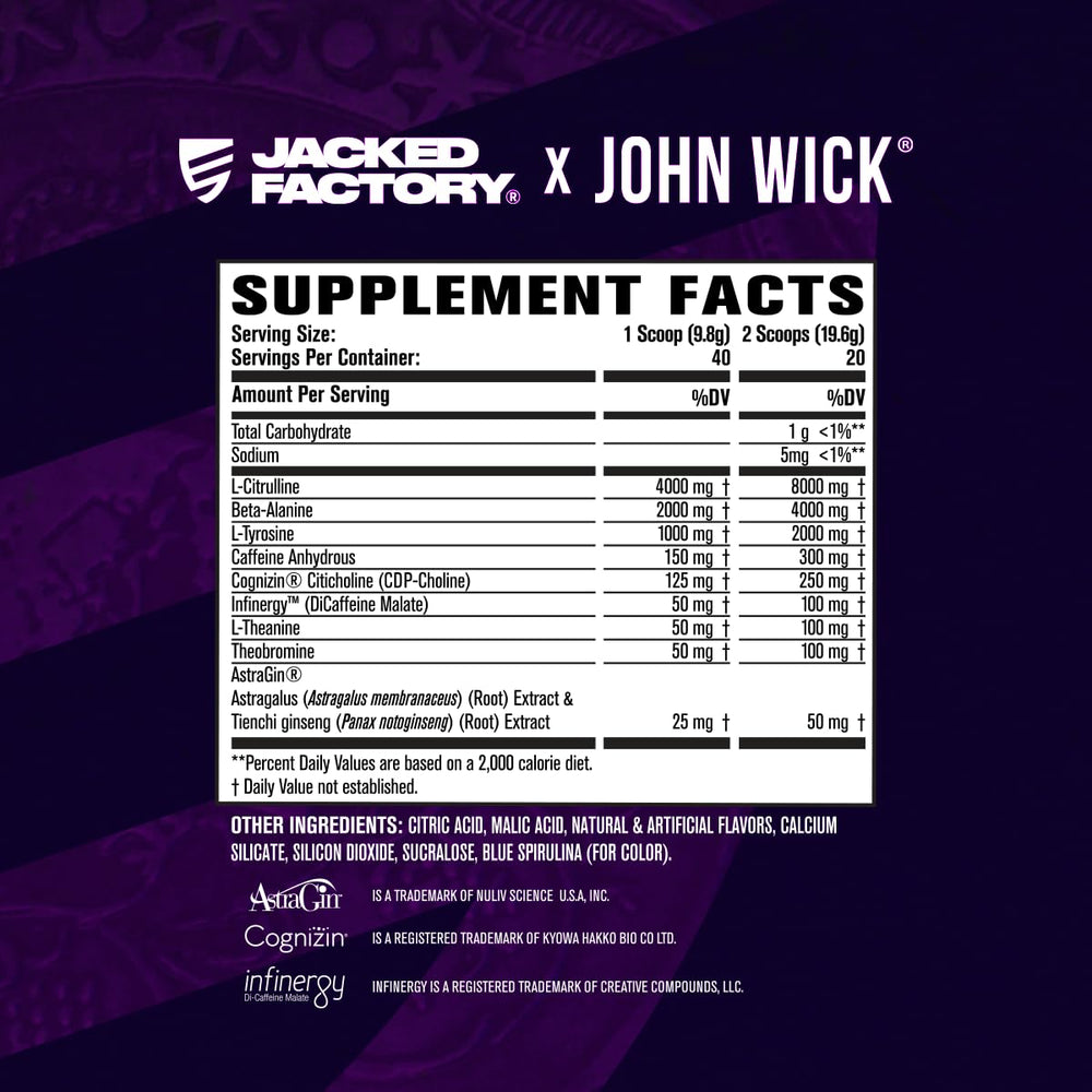 Jacked Factory Wick Mode shake glass depicts energized training and focus.