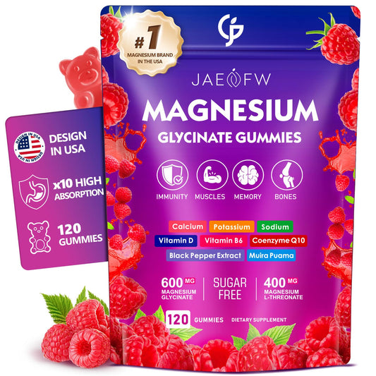JAENFW magnesium glycinate gummies bottle for daily energy and focus