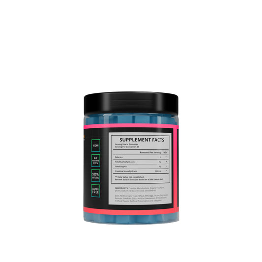 Jaeva creatine gummies blueberry serving—easy 5g dose for workouts.
