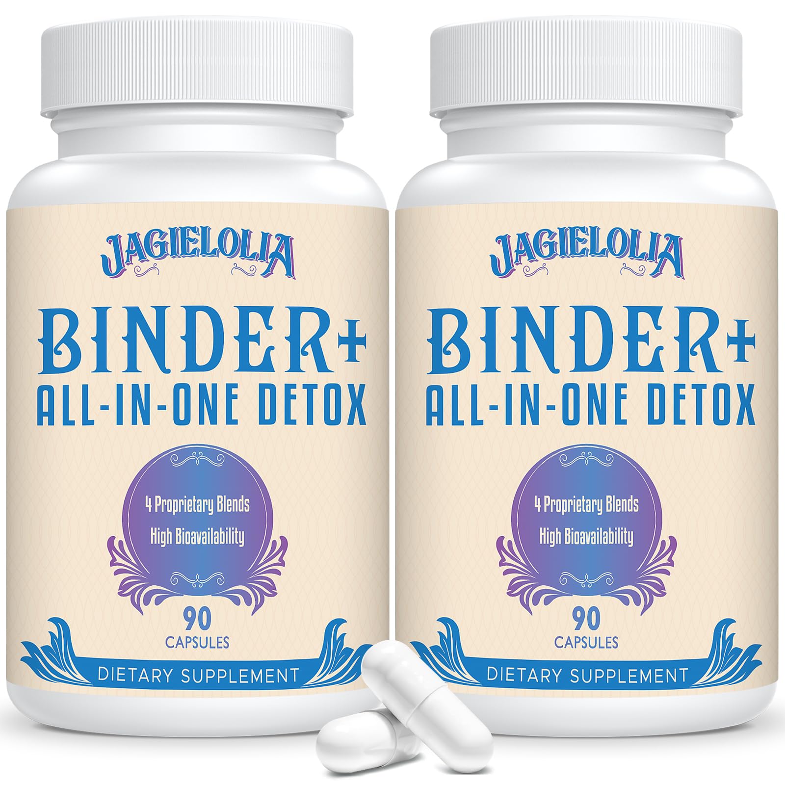 Jagielolia Detox Binder bottle front, ready-to-use detox support for daily wellness.