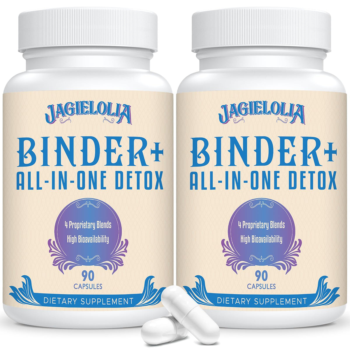 Jagielolia Detox Binder bottle front, ready-to-use detox support for daily wellness.