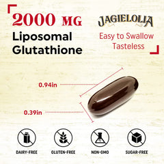 Jagielolia Liposomal Glutathione daily-use bottle with capsule texture detail.