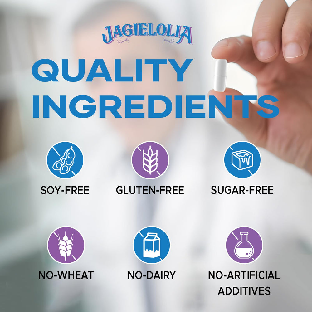 Jagielolia vegan capsules closeup emphasizing high bioavailability blend