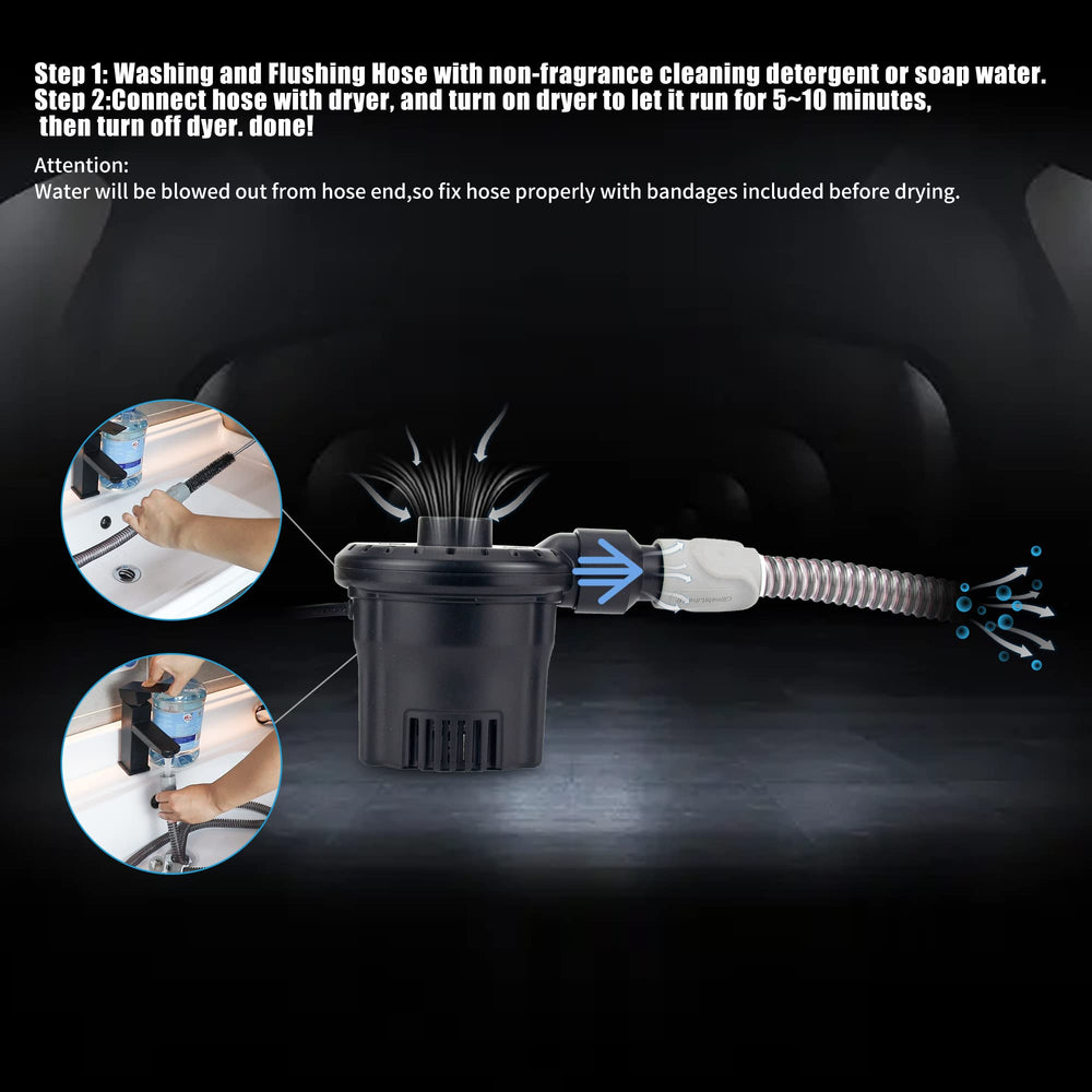 JAKIA CPAP hose dryer side view highlighting compact profile for storage.