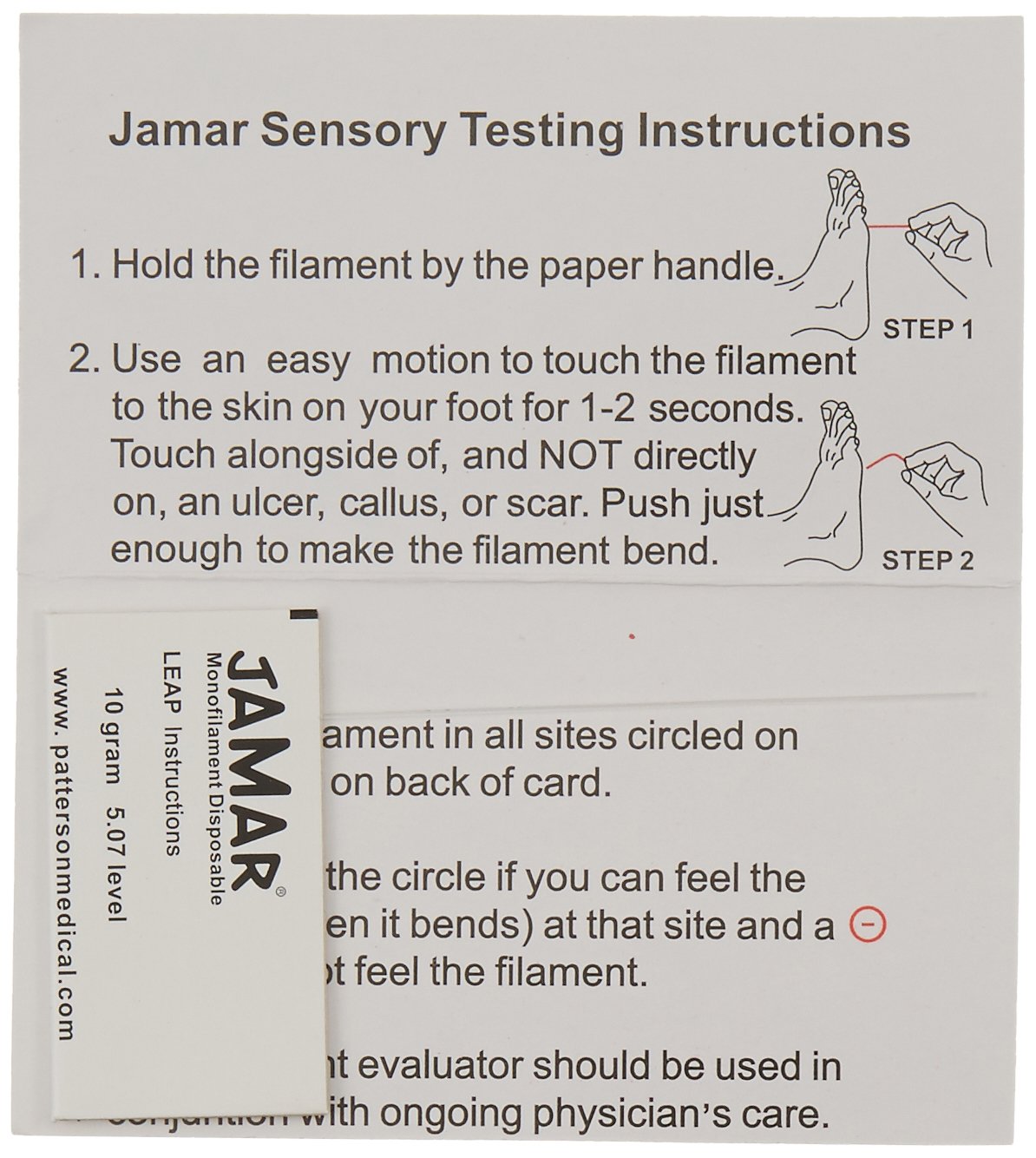 Nine bottom-foot test sites diagram for Jamar 40514 screening