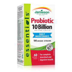 Jamieson 10 Billion bottle front showing probiotic supplement for daily digestive support