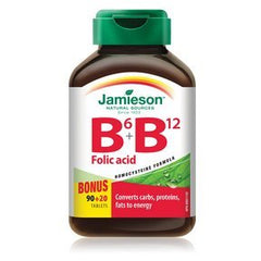 Jamieson B6 + B12 and Folic Acid bottle for easy daily energy support.