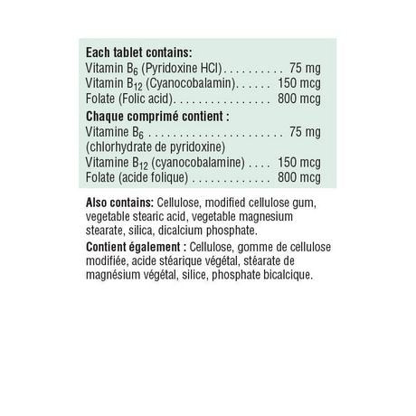 Jamieson B6 + B12 and Folic Acid packaging emphasizes convenient one-a-day tablets.
